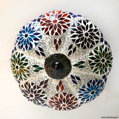 plafonnière mozaïek met kralen 25 cm - multi colour - pompoen model