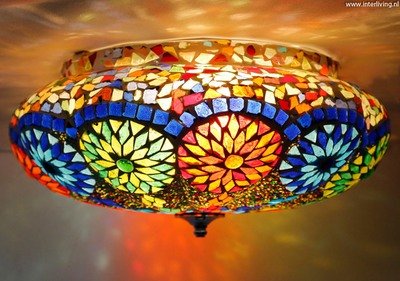 plafonnière mozaïek met kralen Ø 36 cm - multi colour - model meloen