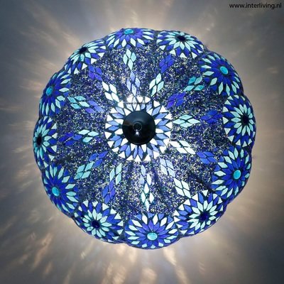 plafonnière mozaïek met kralen - turks design Ø 36 cm - blauw - pompoen model plafonnière mozaïek met kralen - turks design Ø 36 cm - blauw - pompoen model