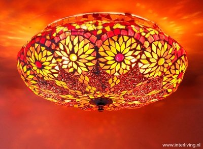 plafonnière mozaïek &amp; kralen rood oranje turkish design Ø 36 cm - model pompoen