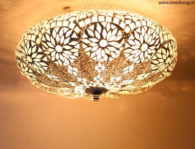 plafonnière transparant mozaïek turkish design &amp; beads Ø 36 cm - model pompoen