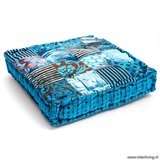 vloerkussen velvet patchwork AQUA blauw tinten 45 x 45 x 10 cm