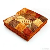 vloerkussen velvet patchwork kopergoud tinten 45 x 45 x 10 cm