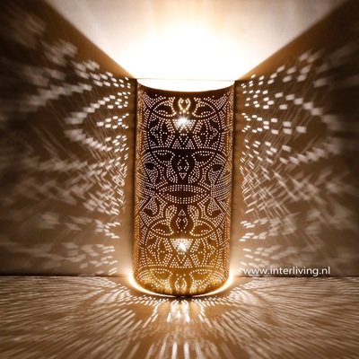 Wandlamp langwerpig vintage goudlook filigrain style