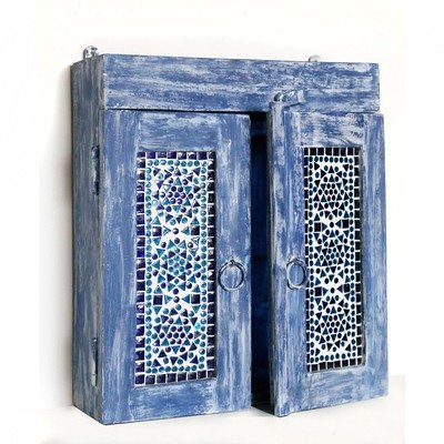 kastje recycled old wood antiek blauw mozaiek