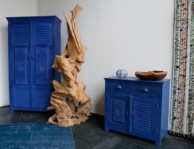 Indiase kast - finish "deep blue" 180 cm hoog