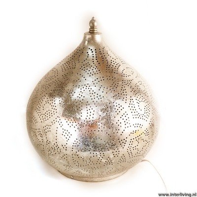 Tafellamp filigrain verweerd zilver look
