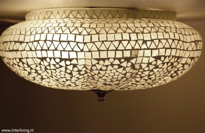 plafonnière traditioneel transparant mozaïek  Ø 36 cm - model meloen
