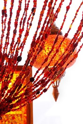 hanglamp pompoen mozaïek turkish design rood - oranje met kralen
