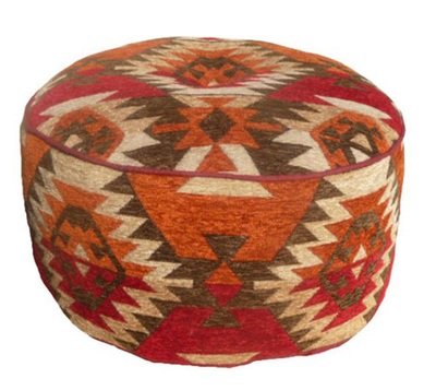 poef kelim rond model rood 25 cm hoog