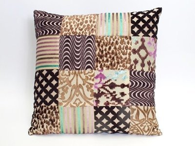 sierkussen bruin tinten - velvet patchwork - 60 * 60 cm