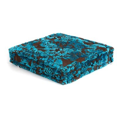 vloerkussen lelie - velvet patchwork - aqua blauw 60 cm