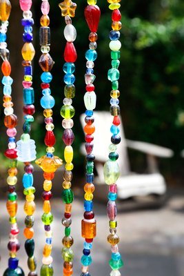 glaskralen gordijn multi colour - voor raam - diverse lengtes en breedtes (ook op maat)