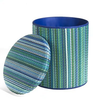 poef in Ibiza kleuren - outdoor opberg hocker voor binnen en buiten van gerecycled plastic - aqua, blauw & groen tinten