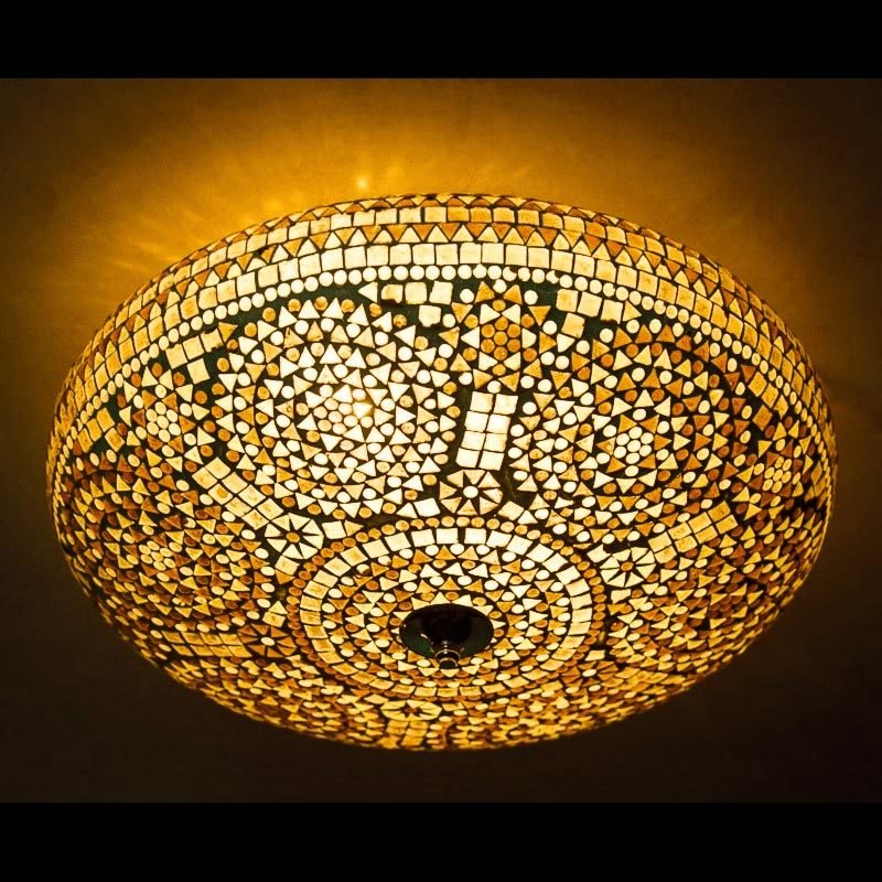 plafonnière mozaïek 50 cm - bruin/beige - gouden gloed