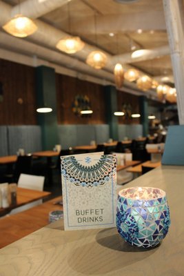 Twee stuks waxinehouders blauw mozaiek&amp;kralen