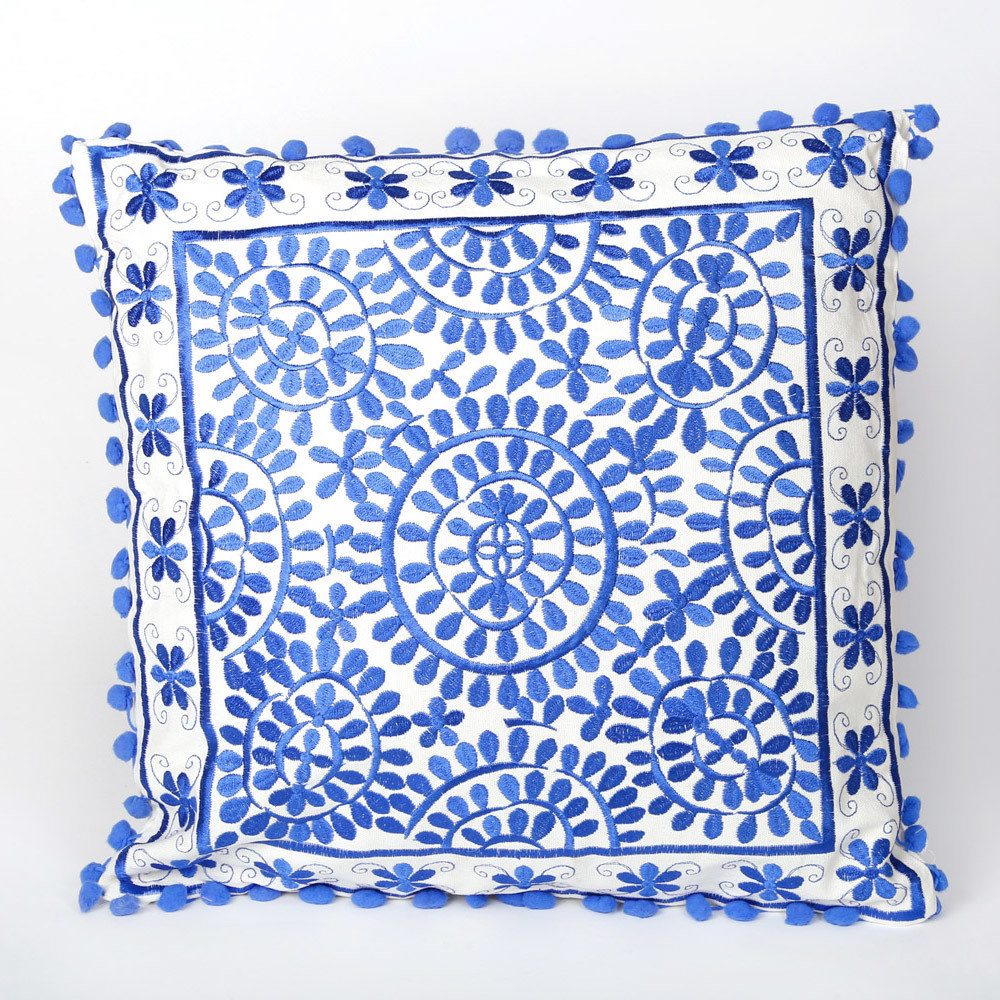 sierkussen goa 40 x 40 cm - kobalt blauw - handgemaakt van katoen