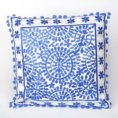 sierkussen goa 40 x 40 cm - kobalt blauw - handgemaakt van katoen