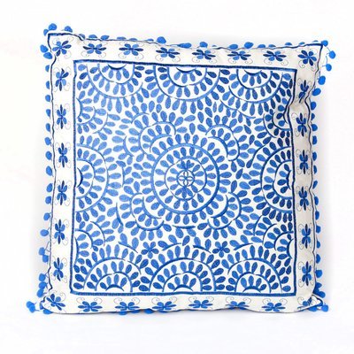 sierkussen goa 50 x 50 cm - kobalt blauw - handgemaakt van katoen sierkussen goa 50 x 50 cm - kobalt blauw - handgemaakt van katoen