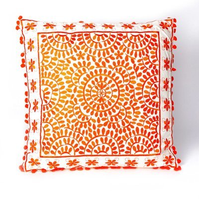 sierkussen goa 50 x 50 cm - vrolijk oranje - handgemaakt van katoen sierkussen goa 50 x 50 cm - vrolijk oranje - handgemaakt van katoen