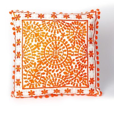 sierkussen goa 40 x 40 cm - vrolijk oranje - handgemaakt van katoen sierkussen goa 40 x 40 cm - vrolijk oranje - handgemaakt van katoen