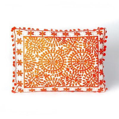sierkussen goa 50 x 35 cm - vrolijk oranje - handgemaakt van katoen sierkussen goa 50 x 35 cm - vrolijk oranje - handgemaakt van katoen