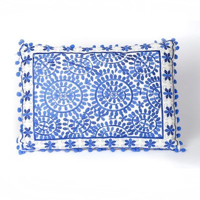 sierkussen goa 50 x 35 cm - kobalt blauw - handgemaakt van katoen sierkussen goa 50 x 35 cm - kobalt blauw - handgemaakt van katoen