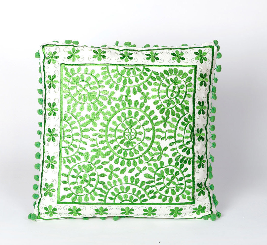 sierkussen goa 40 x 40 cm - groen - handgemaakt van katoen