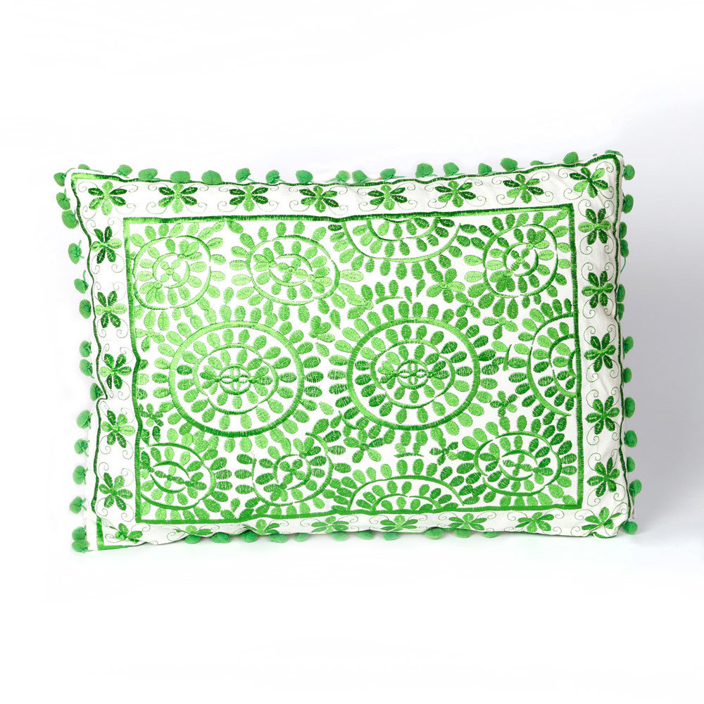 sierkussen goa 50 x 35 cm - groen - handgemaakt van katoen