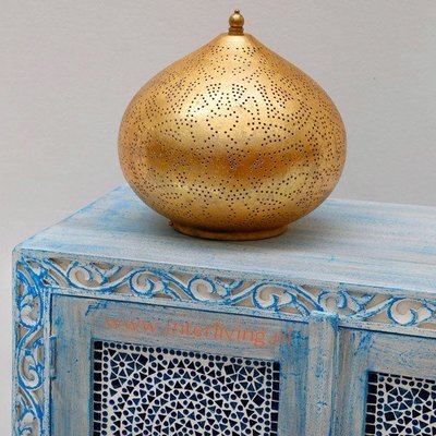 Tafellamp filigrain druppel small in verweerd goud look