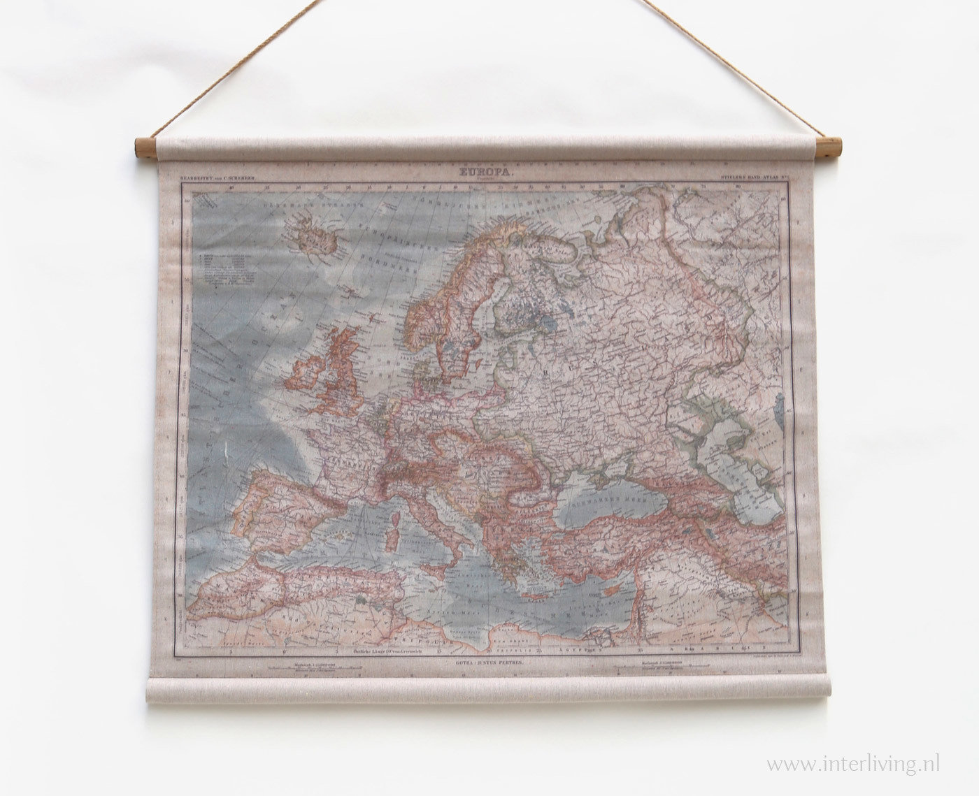 vintage Europa landkaart op canvas  90 cm - retro kleuren