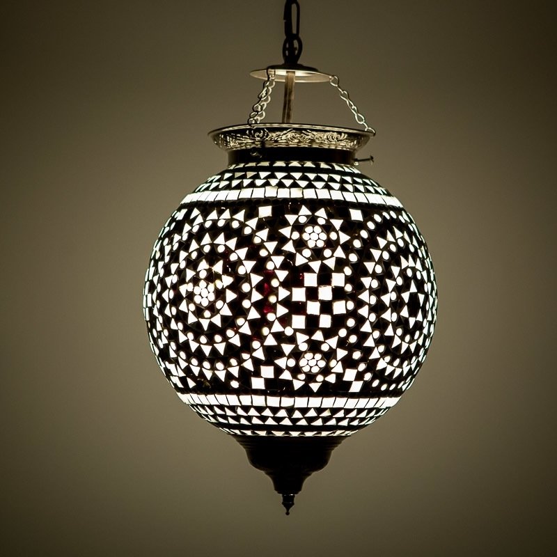 hanglamp bol mozaïek zwart wit