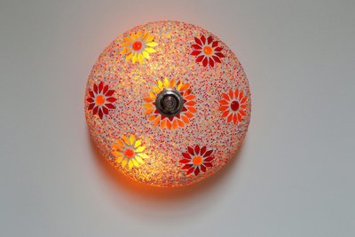 plafonnière mozaïek met kralen -  turks design 25 cm - rood/oranje