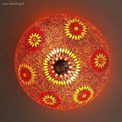 plafonnière mozaïek met kralen - turks design 25 cm - rood/oranje plafonnière mozaïek met kralen - turks design 25 cm - rood/oranje