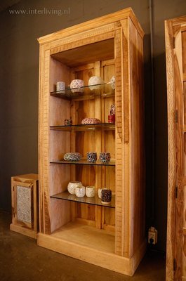 open Indiase vitrinekast - onbehandeld hout - 200 x 90 x 40 cm