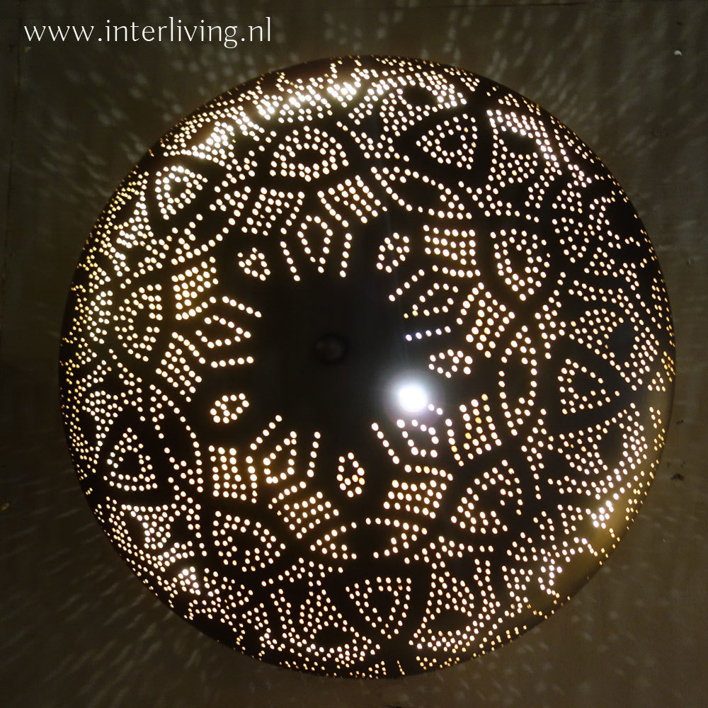 oosterse plafonnière filigrain 38 cm - zwart met vintage goud
