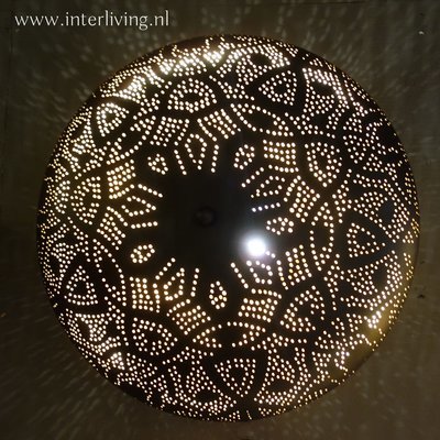 oosterse plafonnière filigrain 38 cm - zwart met vintage goud oosterse plafonnière filigrain 38 cm - zwart met vintage goud