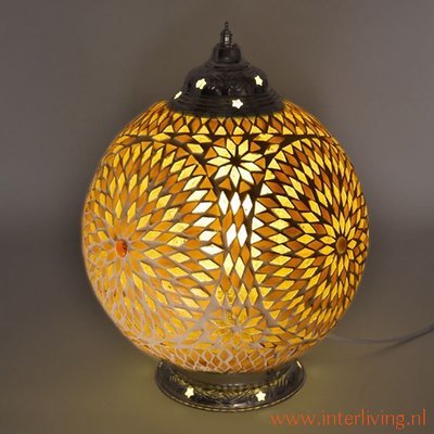 tafellamp bol Ø25 glasmozaïek bruin/beige (goud kleur) turkish design tafellamp bol Ø25 glasmozaïek bruin/beige (goud kleur) turkish design