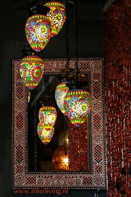 oosterse 5 bol hanglamp papaja - multi colour mozaïek turkish design