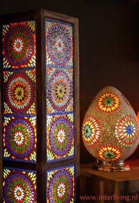 vloerlamp mozaïek & Turkish design - multi colour / hout unfinished 120 cm vloerlamp mozaïek & Turkish design - multi colour / hout unfinished 120 cm