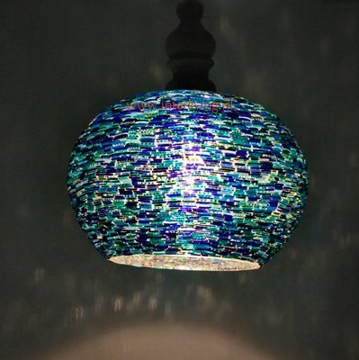 Ibiza hanglamp - bol met open onderkant van bangles of glas armbandjes met massief hout - Ø 36 Ibiza hanglamp - bol met open onderkant van bangles of glas armbandjes met massief hout - Ø 36