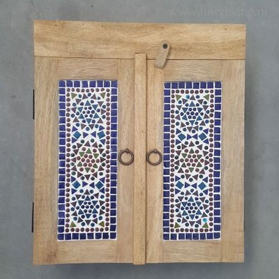 kastje onbehandeld massief hout met multi colour mozaiek