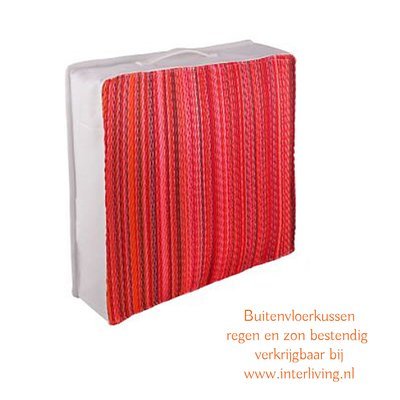 buiten vloerkussen 51 cm - warme rood tinten sunset - gestreept patroon - eco plastic buiten vloerkussen 51 cm - warme rood tinten sunset - gestreept patroon - eco plastic