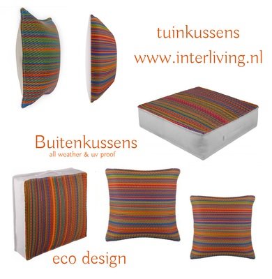 buitenvloerkussen 51 cm - tropische kleuren - gestreept patroon - eco plastic