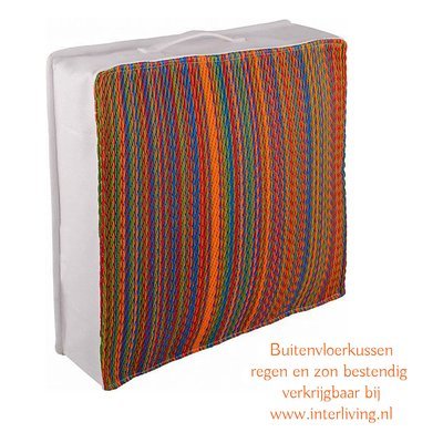 buitenvloerkussen 51 cm - tropische kleuren - gestreept patroon - eco plastic