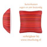 buitenkussen vrolijke warm rood gekleurde tinten - gestreept rode sunset patroon - eco plastic - 42 cm