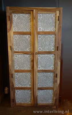 2 deurs kast met transparant turks mozaiek panelen - 180 cm hoog