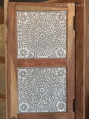 2 deurs kast met transparant turks mozaiek panelen - 180 cm hoog