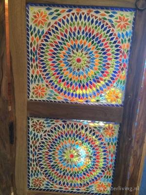 2 deurs kast met multi colour turks mozaiek panelen - 180 cm hoog