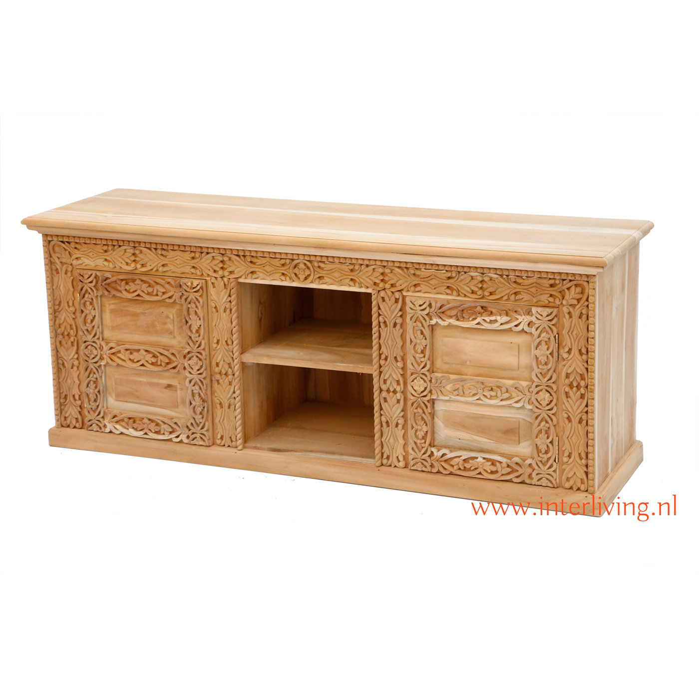 tv-dressoir - houten India kast of dressoir van teak hout - naturel - 50*145*40